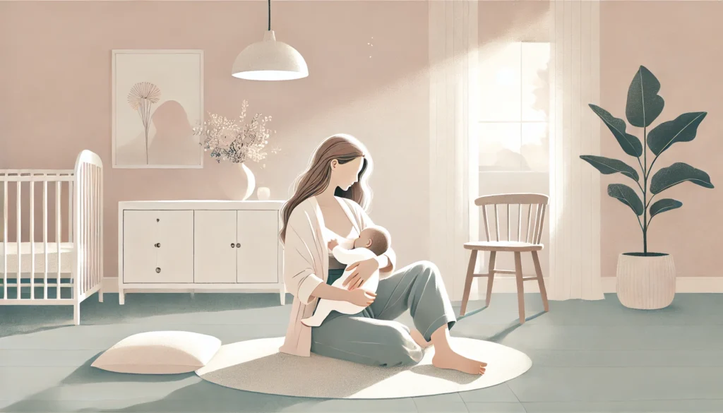 imagem de mãe amamentando um bebê no colo