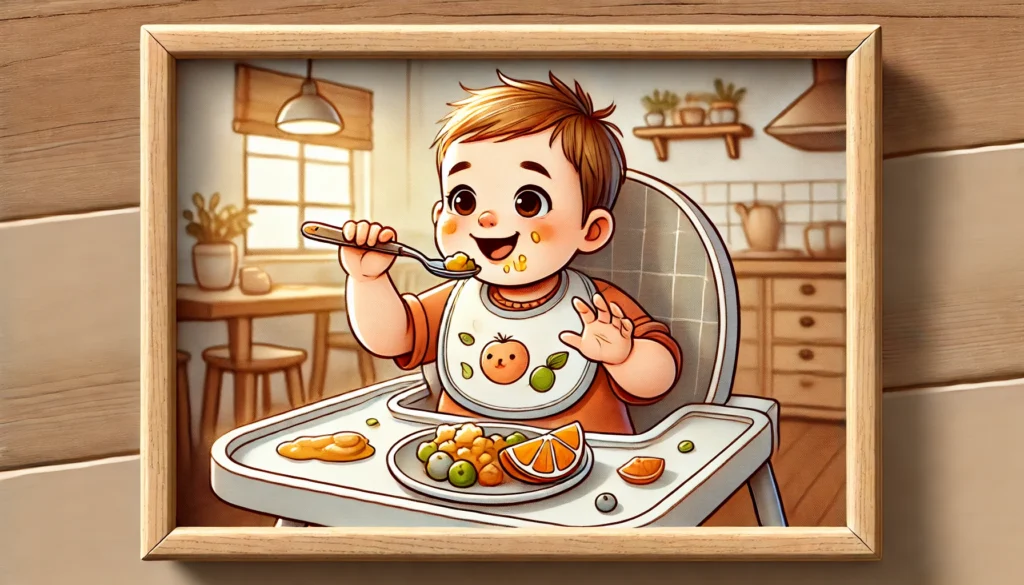 bebê comendo sozinho, na introdução alimentar